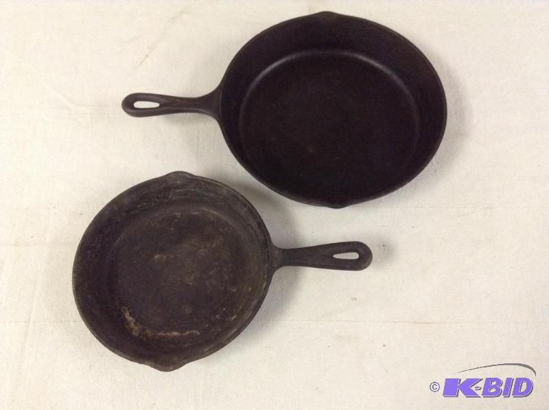 lot 41 image: 2 Old Cast Iron Fry Pans