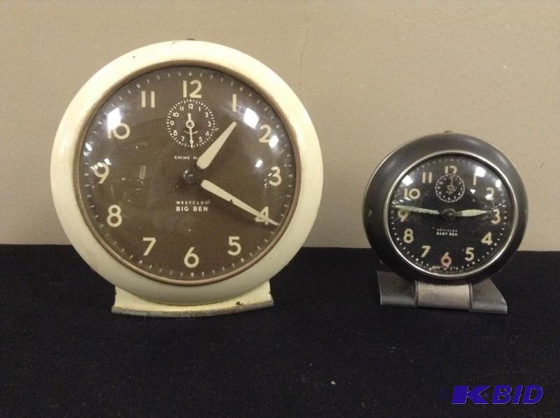lot 5 image: 2 Vintage Wind Up Westclox Big Ben & Baby Ben Alarm Clocks
