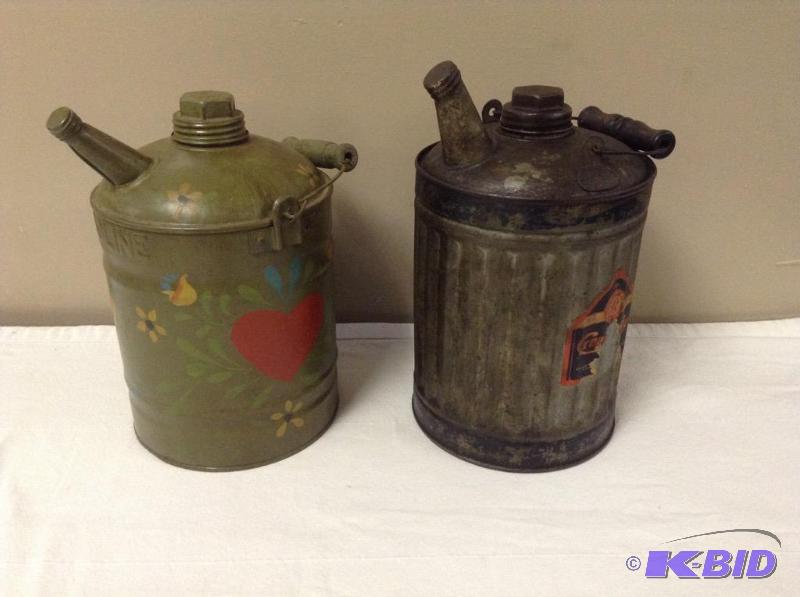 lot 76 image: 2 Vintage Gasoline Oil Cans