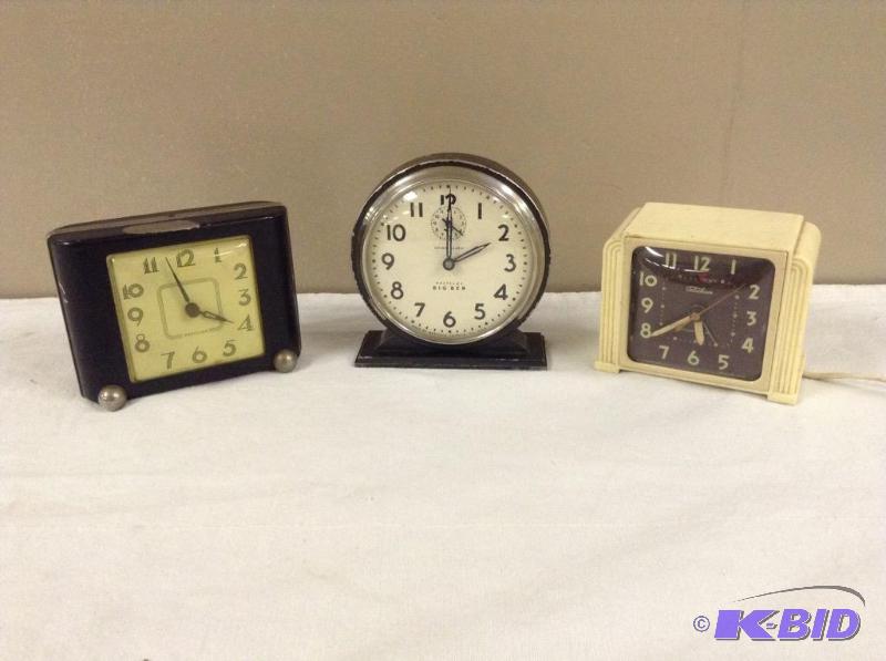 lot 9 image: 3 Vintage Alarm Clocks - Westclox & Telechron