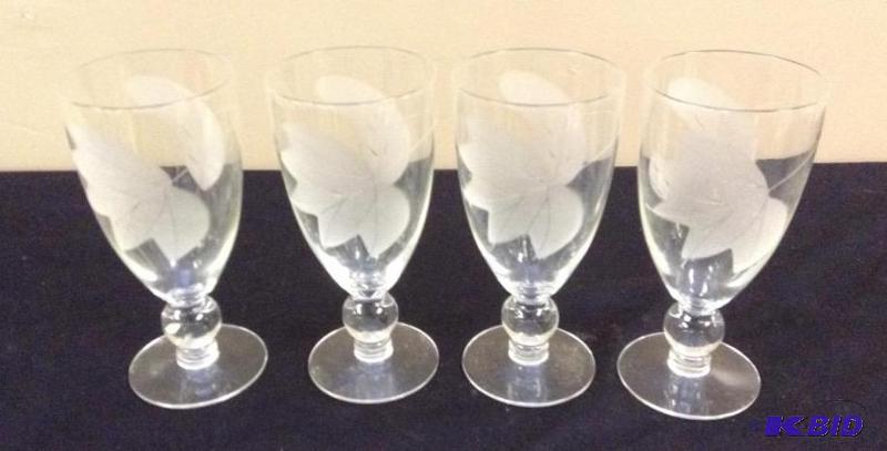 lot 99 image: Four Water Goblets with Frosted Design