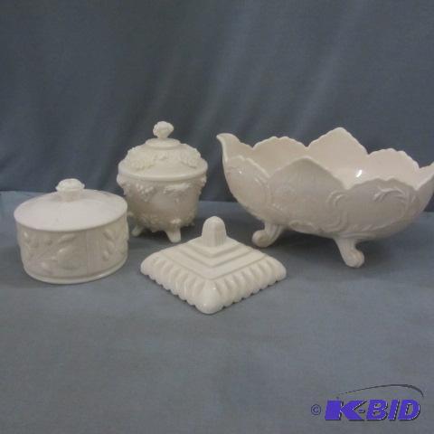Pink Milk Glass, Candy Dishes