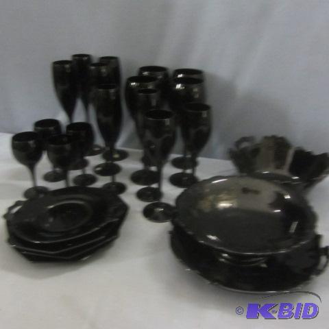 Black Amethyst Dishes, Stemware