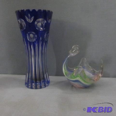 Murano Swan, Cobalt Vase