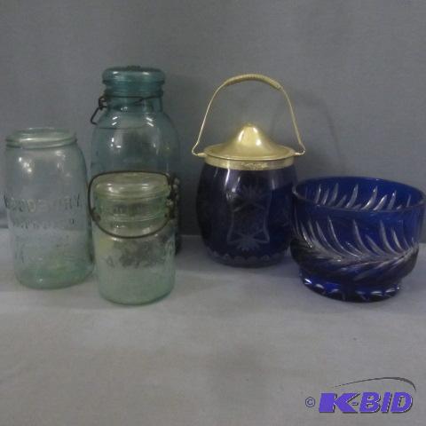 Cobalt Dishes, Canning Jars