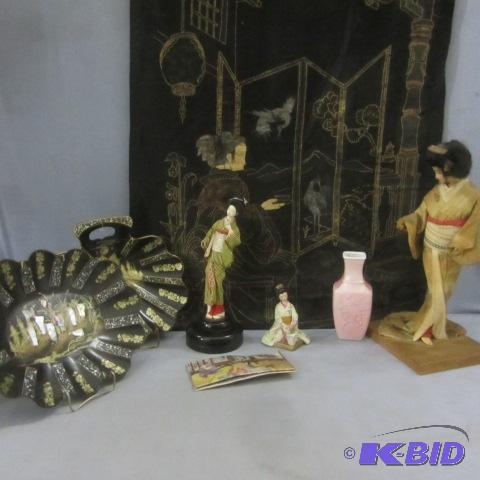 Oriental Dolls, Vase, Trays