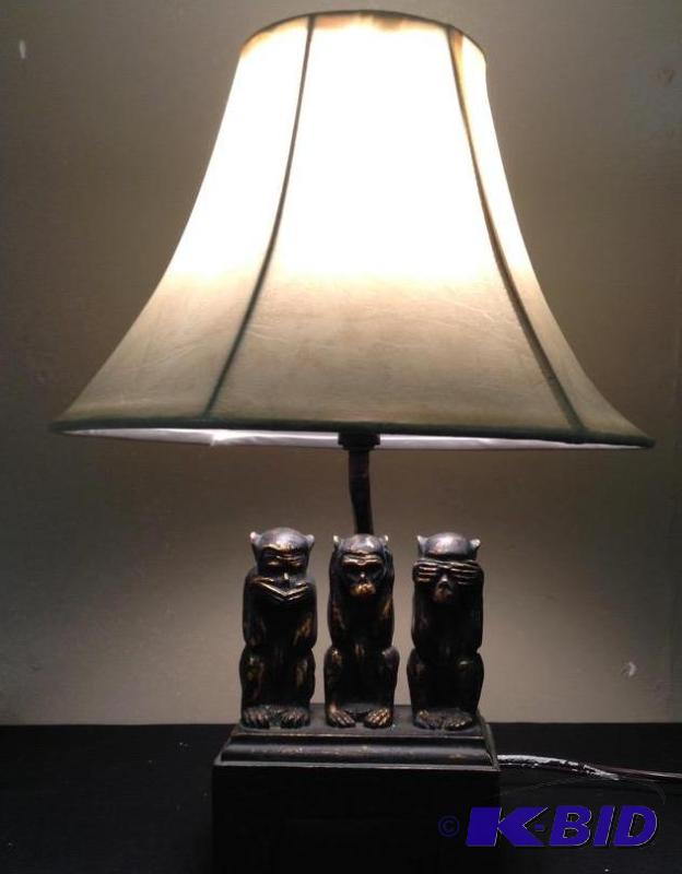 lot 12 image: Three Monkeys Accent Lamp