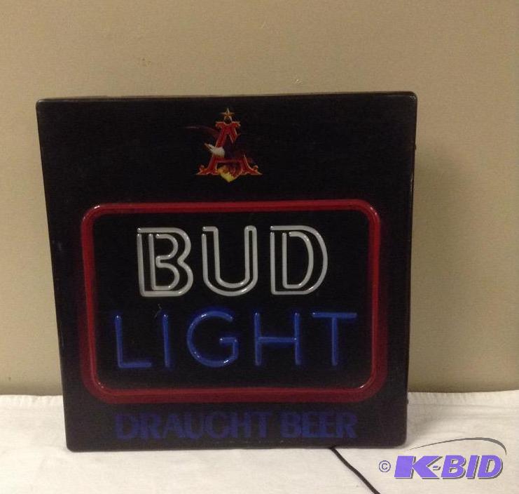 lot 56 image: Bud Light Draught Beer Sign