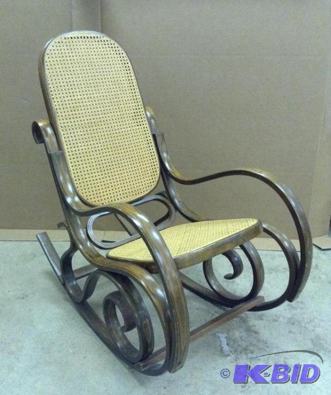lot 2 image: Classic Bent Wood and Cane Rocking Chair