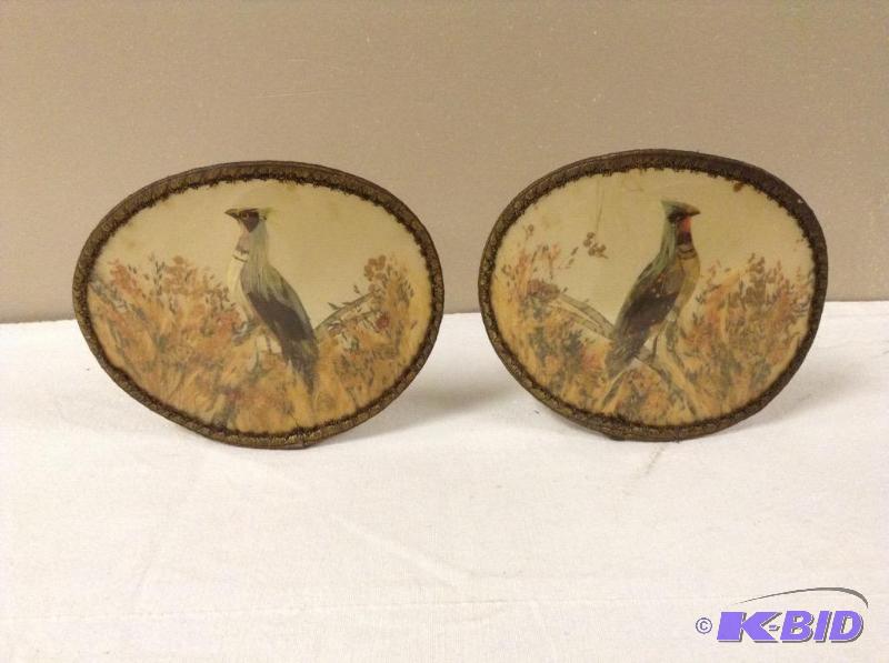 lot 26 image: Pair Vintage Half Shade Lamp Shades