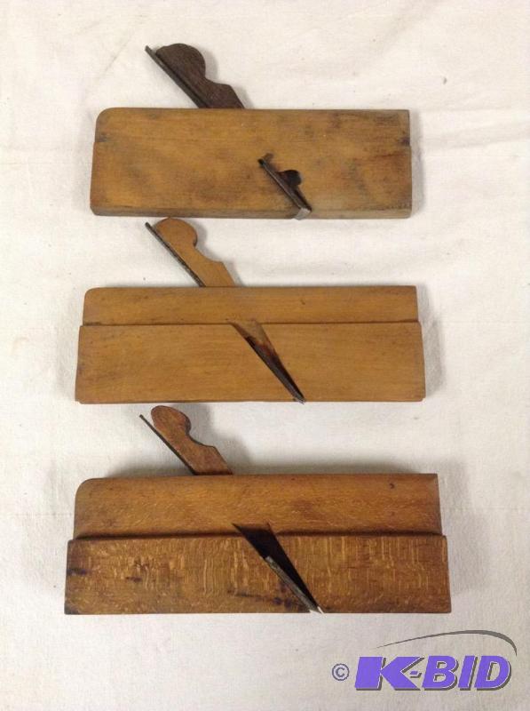 lot 38 image: Lot of Three Primitive Wooden Plane