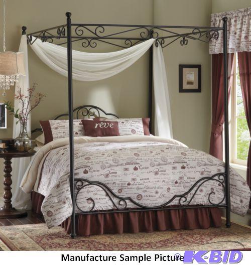 Black Scroll Canopy Bed - Queen Size - Like t...