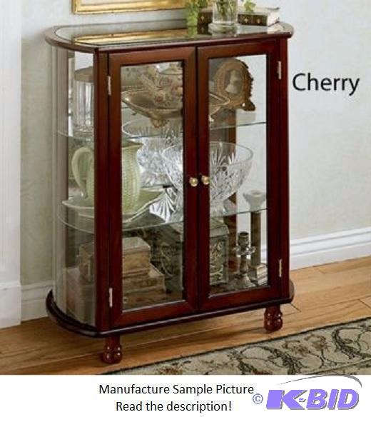 Curved Curio Cabinet - Cherry finish - Glass ...