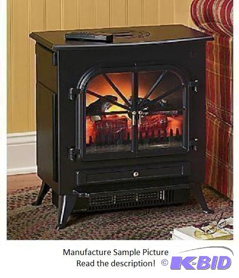 Black Wooden Freestanding Fireplace with Remo...