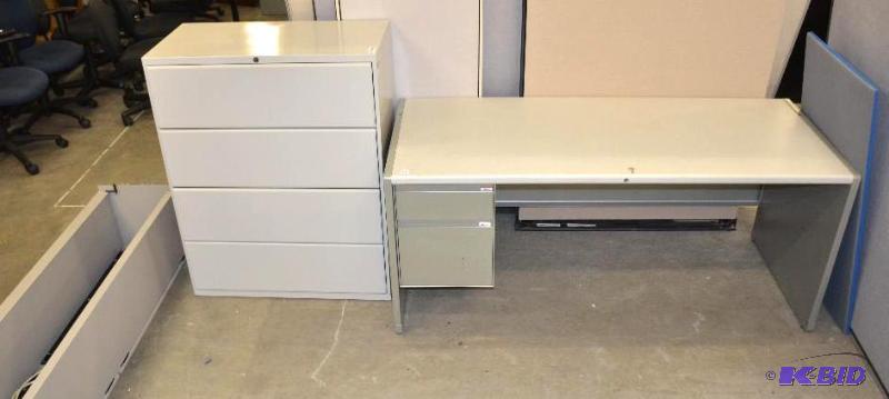 lot 115 image: Desk suite - desk 29x72, file 36x18x45",...