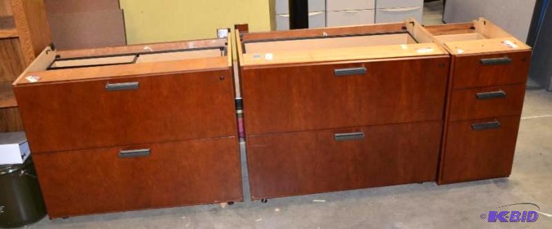 lot 126 image: 3 National matching wood file cabinets - two ...