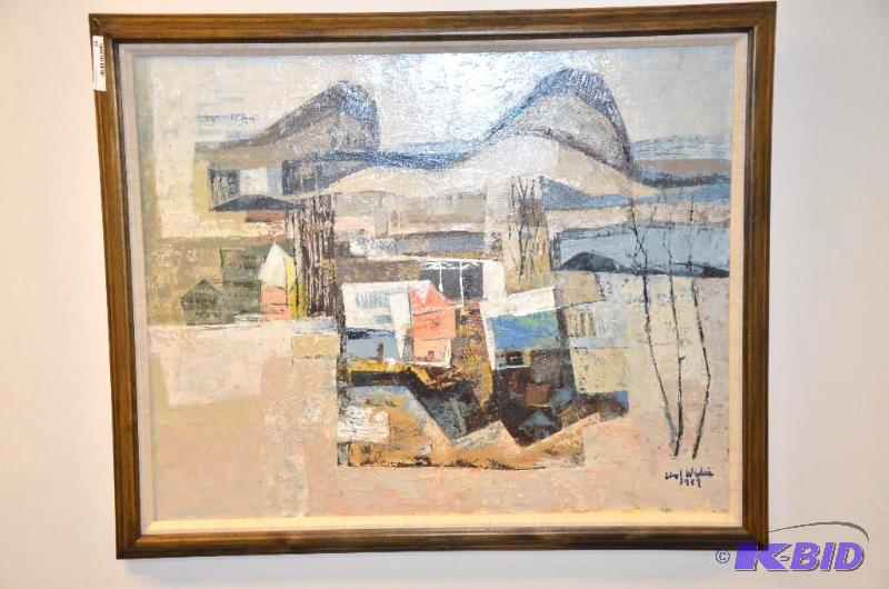lot 14 image: Framed signed oil painting 34x28"...