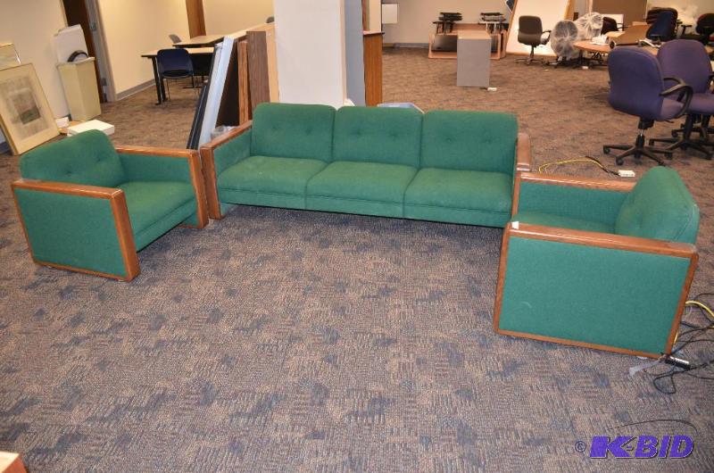 lot 141 image: 84" couch & two chairs...