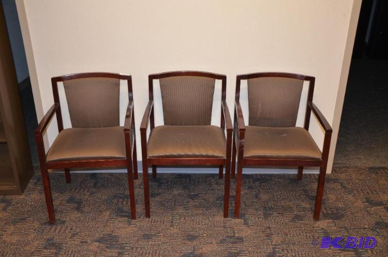lot 158 image: 3 matching wood chairs...