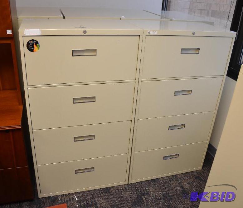 lot 166 image: 2 Metal file 4 drawer 52x30x18". lots 16...