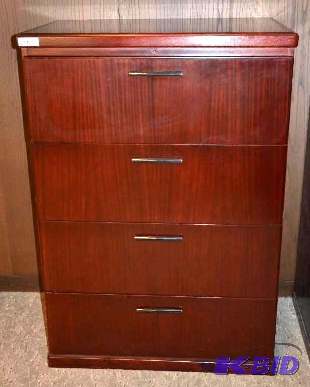 lot 18 image: High quality wood file cabinet with key 21x36...