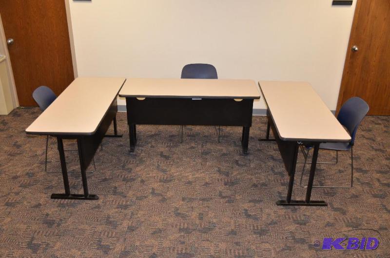 lot 191 image: 3 metal folding tables  desks 24x60" Th...