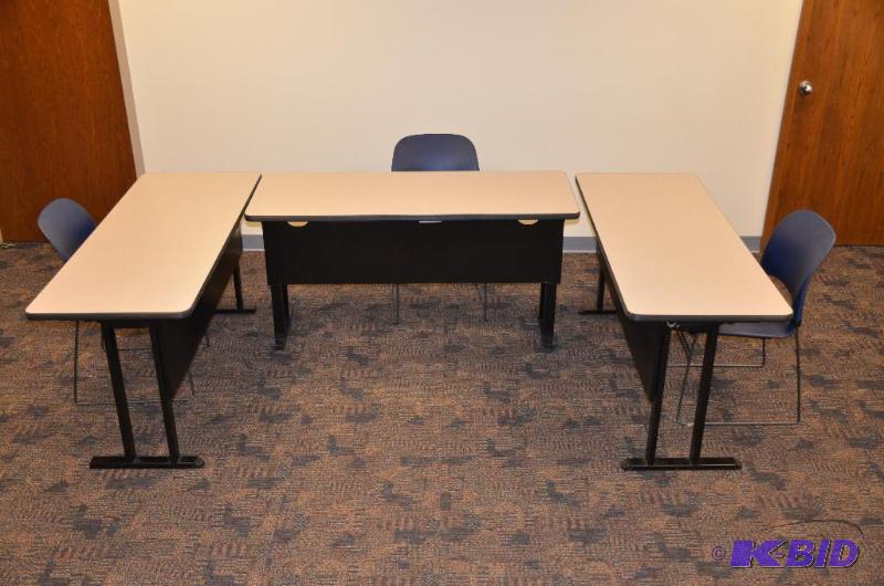 lot 193 image: 3 metal folding tables  desks 24x60" Th...