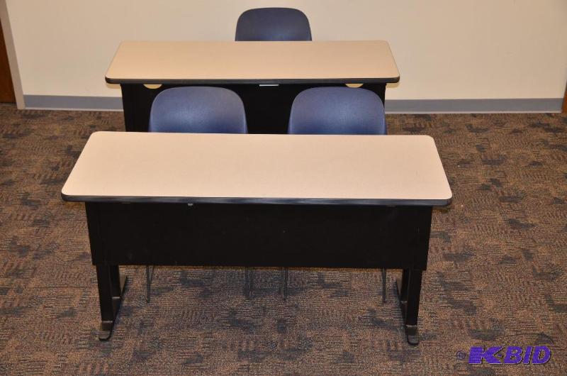 lot 194 image: 2 metal folding tables  desks 24x60" Th...