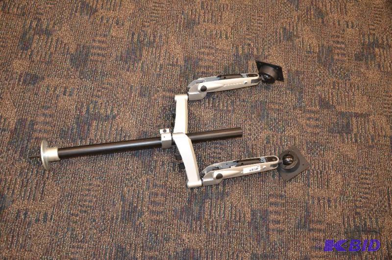 lot 196 image: SwingArm desk mount LCD bracket. Mount 2 LCDs...