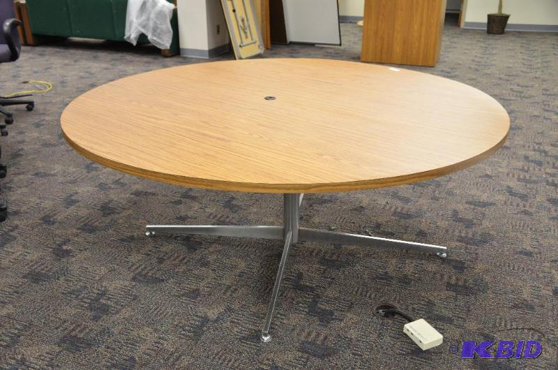 lot 202 image: large round table 72" diameter...