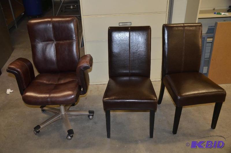 lot 212 image: 3 leather looking chairs...