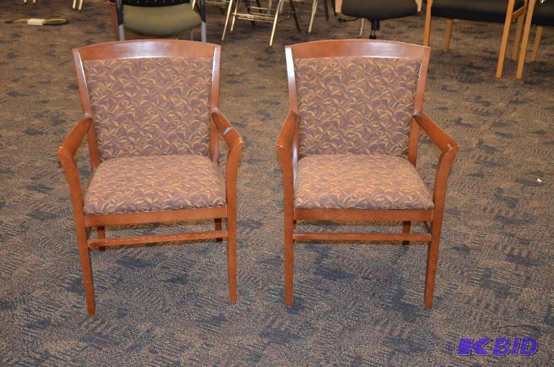 lot 214 image: 2 matching wood chairs...