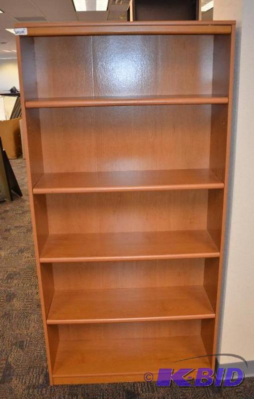 lot 42 image: Bush Funiture Wood book shelf with adjustable...