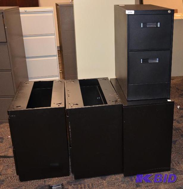 lot 50 image: 3 black file cabinets 30x18x28 1 black file c...
