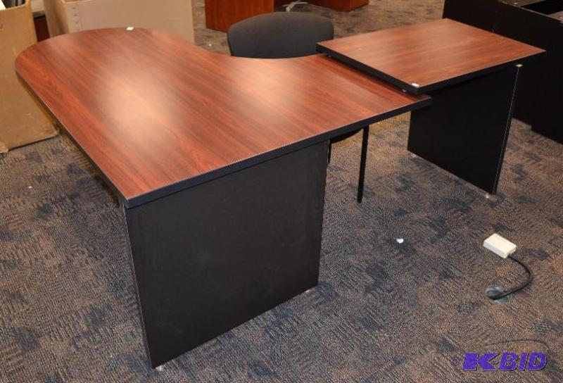 lot 51 image: Wood corner desk 60x48". One desk extens...