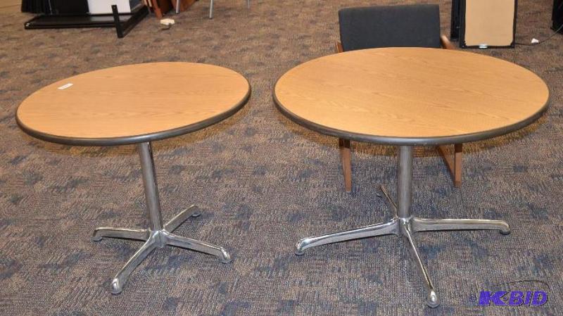 lot 57 image: 2 tables, one is 36" diameter & one ...