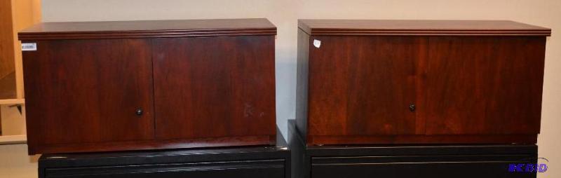 lot 59 image: Two National wood wall mount cabinet with lig...