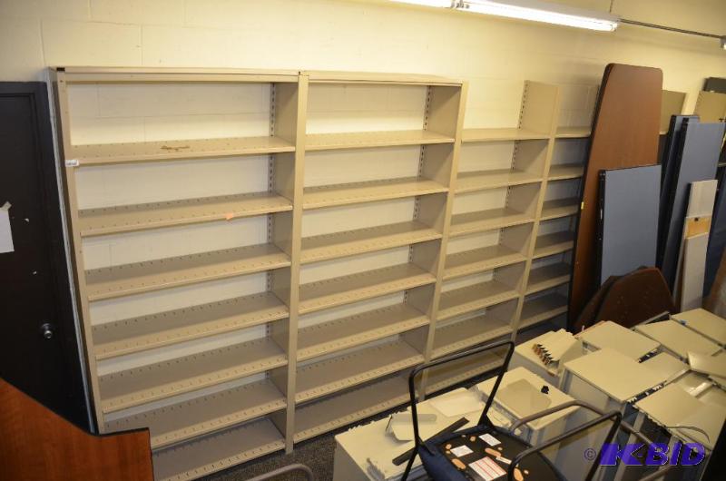 lot 64 image: Metal storage shelving. Each section is 12x42...