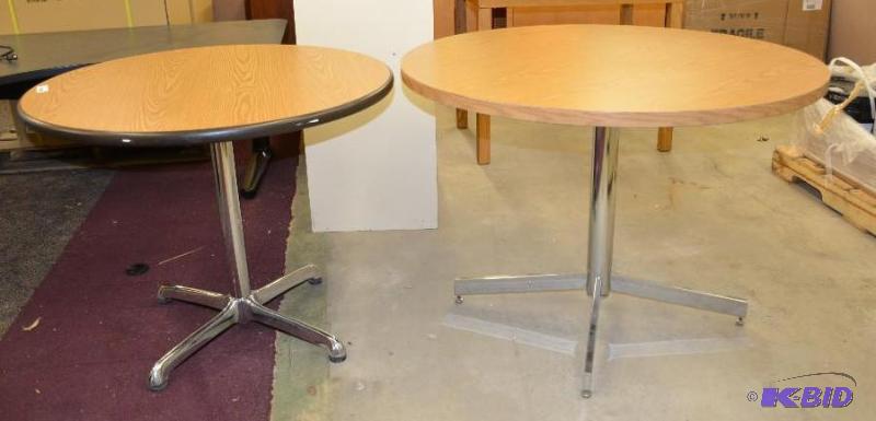 lot 68 image: Two round tables 42" & 36", cha...