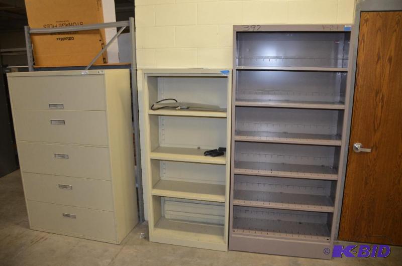 lot 74 image: Metal file 48x64x18" metal bookshelf 30x...