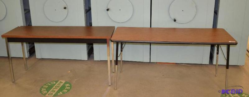 lot 78 image: Two Bevis furniture tables 20x60" & ...