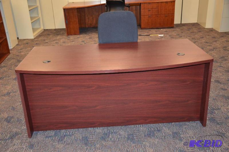 lot 7B image: HON wood desk 72x36" with drawers, Brin...