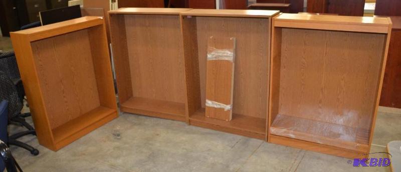 lot 99 image: 4 wood book shelves with adjustable shelves. ...