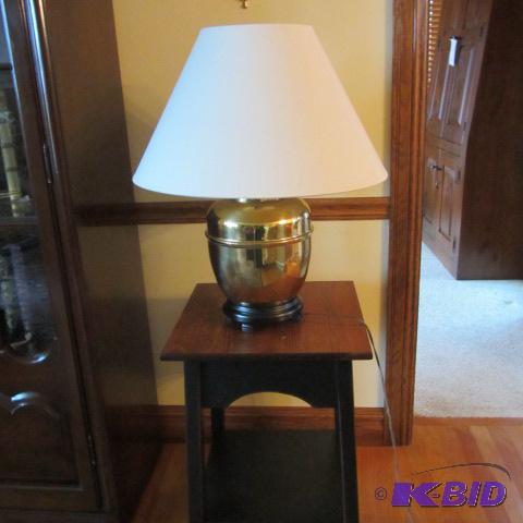 lot 20 image: Occasional Table, Brass Lamps