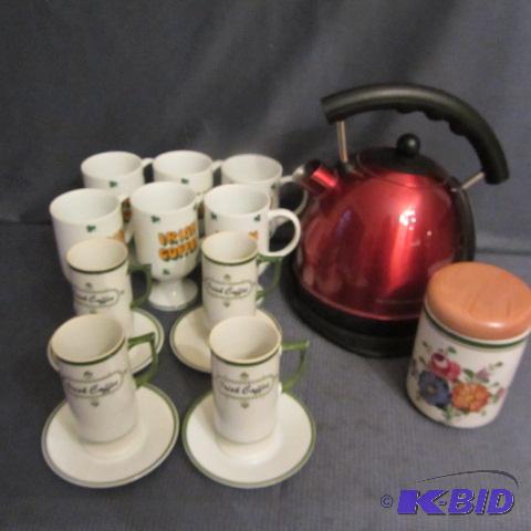 lot 240 image: Irish Coffee Mugs, Electric Teapot