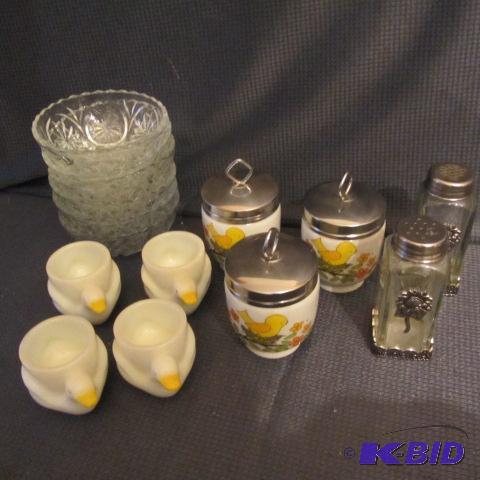 lot 245 image: Egg Cups, Cookers, Fruit Dish