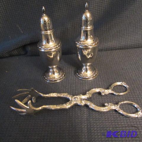 lot 279 image: Sterling Salt, Pepper, Tongs