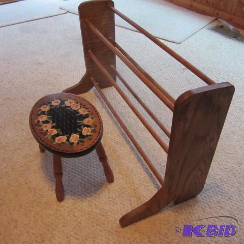lot 287 image: Shoe Stand, Hand Painted Stool