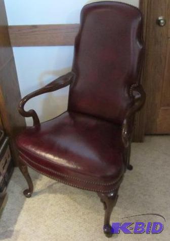 lot 339 image: Leather & Brass Office Chair