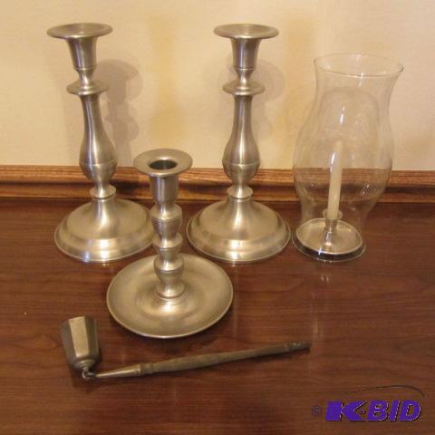 lot 34 image: Pewter Candle Holders